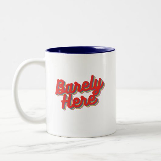 Zelden hier / rood tweekleurige koffiemok (Links)