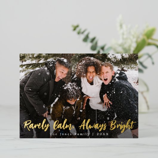 Zelden Kalm Altijd Helder Kerst Foto Folie Feestdagenkaart (Staand Voorkant)