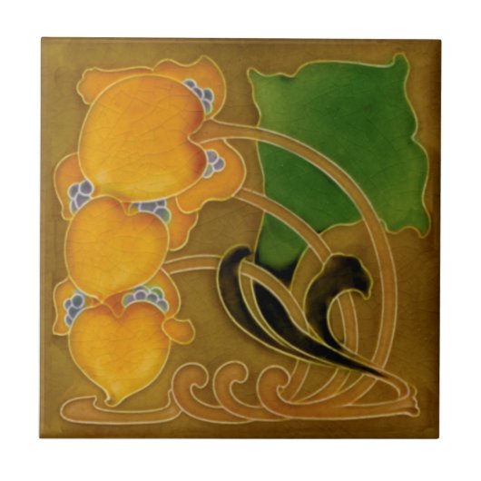 Zelden Marsden c1900 Floral Art Nouveau Repro Tegeltje (Voorkant)
