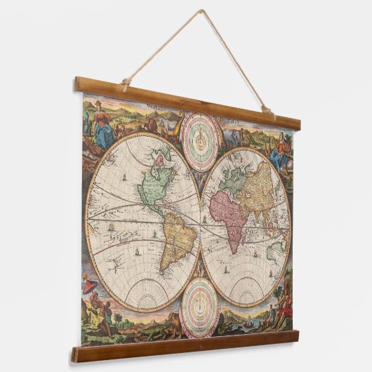Zelden  Twee Hemisferen Kaarten | Hangend Wandkleed (Gebogen)