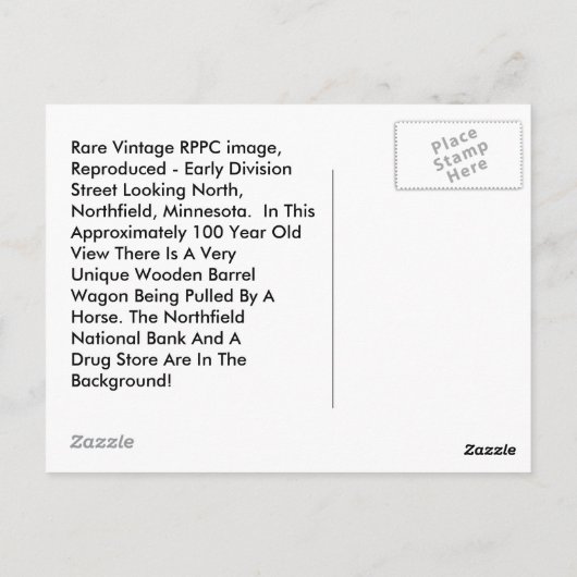  ZELDEN VROEGTIJDIG NORTHFIELD MINNESOTA Uitzicht Briefkaart (Achterkant)