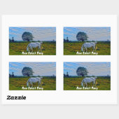 Zelden witte nieuwe bosponies, wilde paarden - Eng Rechthoekige Sticker (Vel)