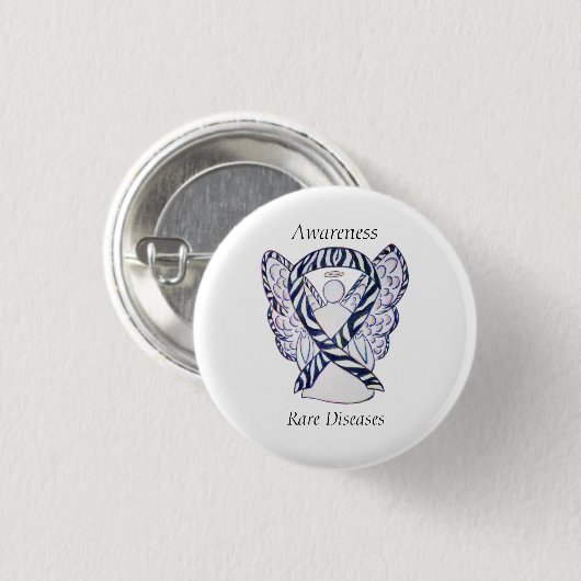 Zelden Zelden Ziekte Bewustmaking Angel Ribbon Pin Ronde Button 3,2 Cm (Voorkant /achterkant)