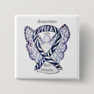 Zelden Zelden Ziekte Bewustmaking Angel Ribbon Pin Vierkante Button 5,1 Cm