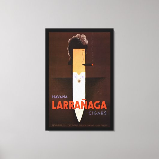 ZELDZAAM  FRANS ART DECO SIGAAR MAN CANVAS AFDRUK (Voorkant)