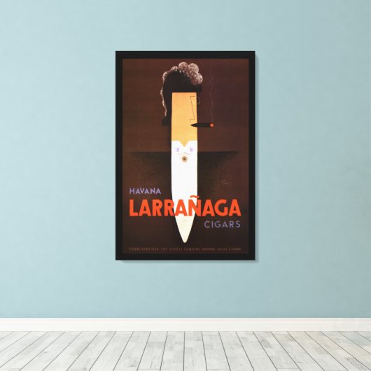 ZELDZAAM FRANS ART DECO SIGAAR MAN CANVAS AFDRUK (Insitu (Houten vloer))