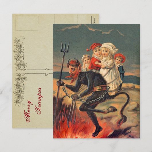 Zeldzaam Redheaded Briefkaart Krampus (Voorkant / Achterkant)