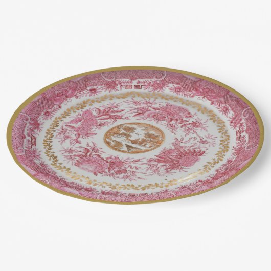 Zeldzaam Roze 'FITZHUGH' Bord -Circa 1810 Stijl (Gekanteld)