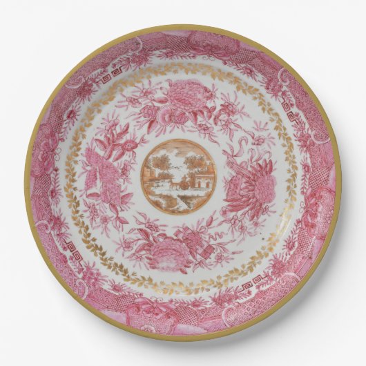 Zeldzaam Roze 'FITZHUGH' Bord -Circa 1810 Stijl (Voorkant)