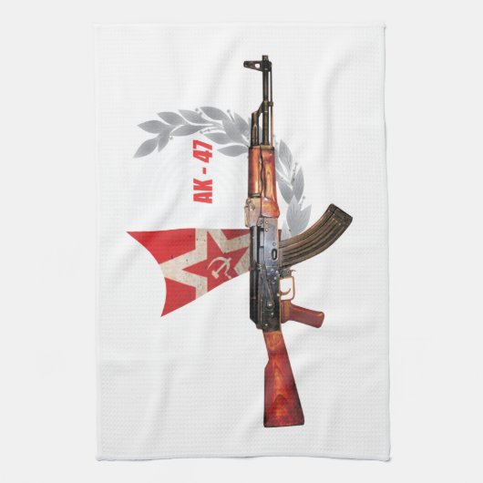 ZELDZAME AK-47 ARMY KALASHNIKOV PISTOOL MILITAIR THEEDOEK (Verticaal)