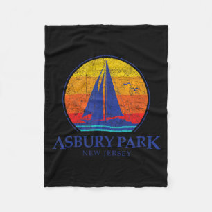 Zeldzame Asbury Park New Jersey Zeilboot Souvenir Fleece Deken