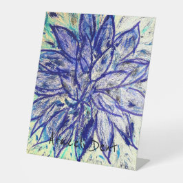 Zeldzame Blauwe Dahlia Reclamebord Met Voetstuk