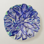 Zeldzame Blauwe Dahlia Rond Kussen (Achterkant)