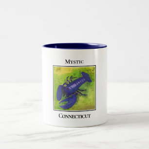 Zeldzame Blauwe Kreeft, Mystic Connecticut Tweekleurige Koffiemok