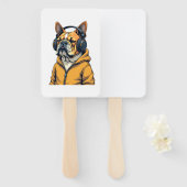 Zeldzame Bulldog met Hoofdtelefoon die Hoodie Muzi Handwaaier (Voorkant en achterkant)
