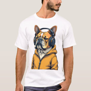 Zeldzame Bulldog met Hoofdtelefoon die Hoodie Muzi T-shirt