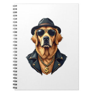 Zeldzame Coole Gouden Retriever Hond in Zonnebril Notitieboek