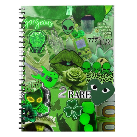 Zeldzame Energie Groene Collage – Alien Esthetic & Notitieboek (Voorkant)
