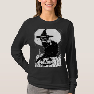 Zeldzame Enge Halloween Zwarte Kat Kostuum Heks Pr T-shirt
