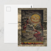 Zeldzame grappige illustratie van vintage Hallowee Briefkaart (Voorkant / Achterkant)