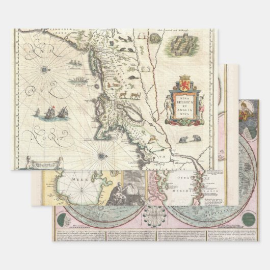  ZELDZAME KAART BELGICA CASPIAN MOON | INPAKPAPIER VEL (Set)