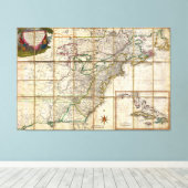 ZELDZAME Kaart voor koloniaal-Amerika van Rene Phe Canvas Afdruk (Insitu (Houten vloer))