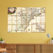 ZELDZAME Kaart voor koloniaal-Amerika van Rene Phe Canvas Afdruk (Insitu (Woonkamer))