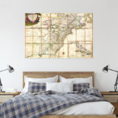 ZELDZAME Kaart voor koloniaal-Amerika van Rene Phe Canvas Afdruk (Insitu (Slaapkamer))