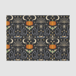Zeldzame katten Art Deco Halloween Tissuepapier