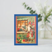 Zeldzame  kerstman, blauwe munt, rood Pet, bruine  Briefkaart (Staand voorkant)