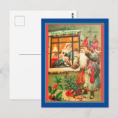 Zeldzame  kerstman, blauwe munt, rood Pet, bruine  Briefkaart (Voorkant / Achterkant)