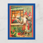 Zeldzame  kerstman, blauwe munt, rood Pet, bruine  Briefkaart (Voorkant)
