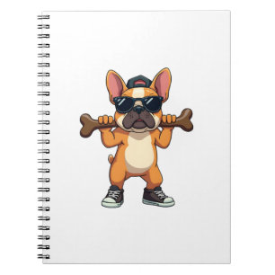 Zeldzame koele Franse Bulldog die Bot Cartoon draa Notitieboek