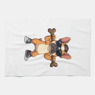 Zeldzame koele Franse Bulldog die Bot Cartoon draa Theedoek