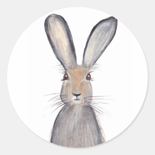 Zeldzame konijnen waterverf briefkaart ronde sticker (Voorkant)