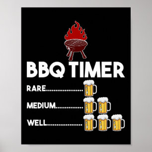 Zeldzame Medium Well Grappige BBQ Timer Bier Cadea Poster
