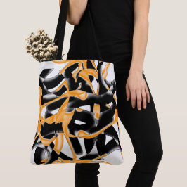 Zeldzame mengeling van verbrande tapes, oranje wit tote bag