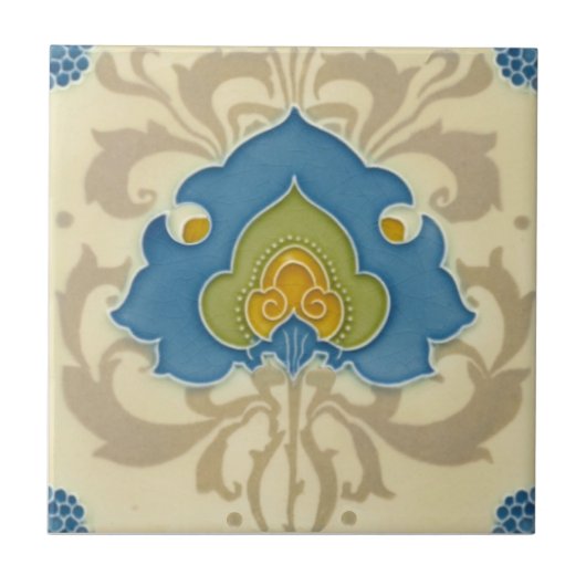 Zeldzame Minton Art Nieuwe Print+Relief Antiek Rep Tegeltje (Voorkant)