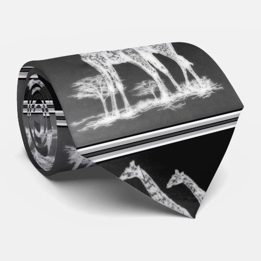 Zeldzame Retro Afrikaanse Giraffes in zwart/wit de Stropdas (Opgerold)