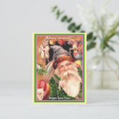 Zeldzame Santa Paarse Pet Groene Coat Brown Fur & Briefkaart (Staand voorkant)