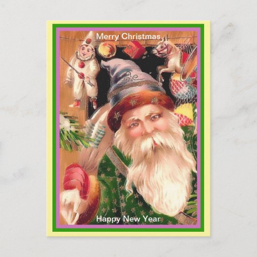 Zeldzame Santa Paarse Pet Groene Coat Brown Fur & Briefkaart (Voorkant)