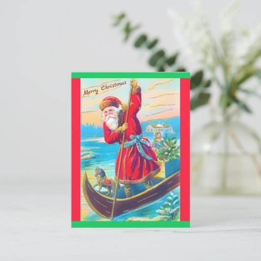 Zeldzame  Santa Standing in Canoe, kopie van het P Briefkaart (Staand voorkant)