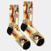 Zeldzame Shiba Inu Naadloos Patroon Sokken (Rechts)