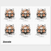 Zeldzame Vintage Bloemenschedel Vierkante Sticker (Vel)