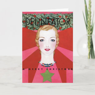 ZELDZAME VINTAGE KERST ART DECO KERST FEESTDAGEN KAART
