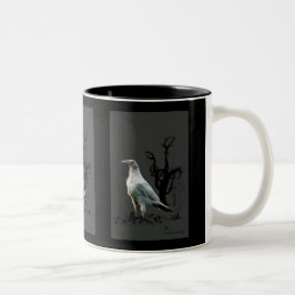 Zeldzame White Raven Wildlife Art Tweekleurige Koffiemok