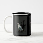 Zeldzame White Raven Wildlife Art Tweekleurige Koffiemok (Links)