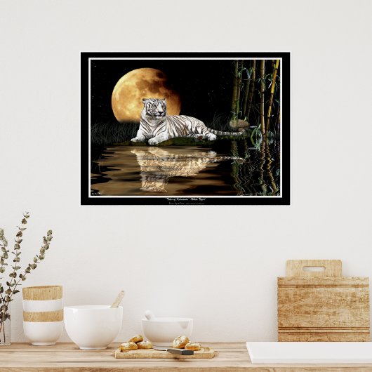 ZELDZAME WIT-TIGER EN MOON Art Prints & Posters (Keuken)