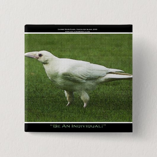 Zeldzame Witte Raven Motivatie Pin Vierkante Button 5,1 Cm (Voorkant)