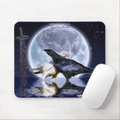 Zeldzame Witte Ravens & Maan Wildlife Fantasy Art Muismat (Met muis)